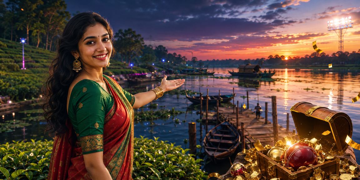 বগুড়ার চা বাগানে ক্রিকেট বেটিং উপভোগ করছেন একজন খেলোয়াড়